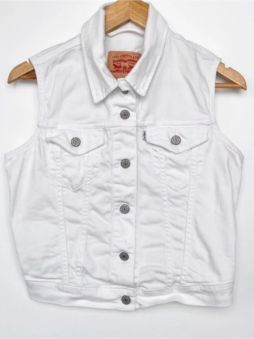 Levi's White Denim 90’s Vest Sleeveless Denim Jacket